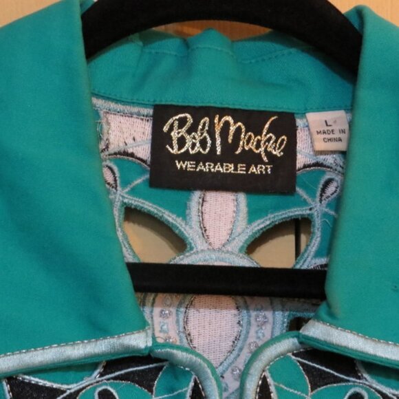 Bob Mackie Wearable Art Turquoise and White Size Large - Picture 4 of 5